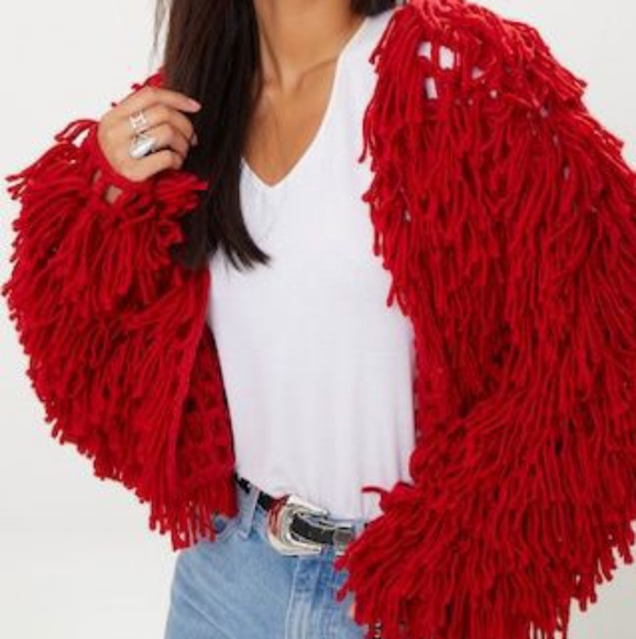 Handmade Sweaters Stylish Retro Boho Crochet Shaggy Fringe Jacket